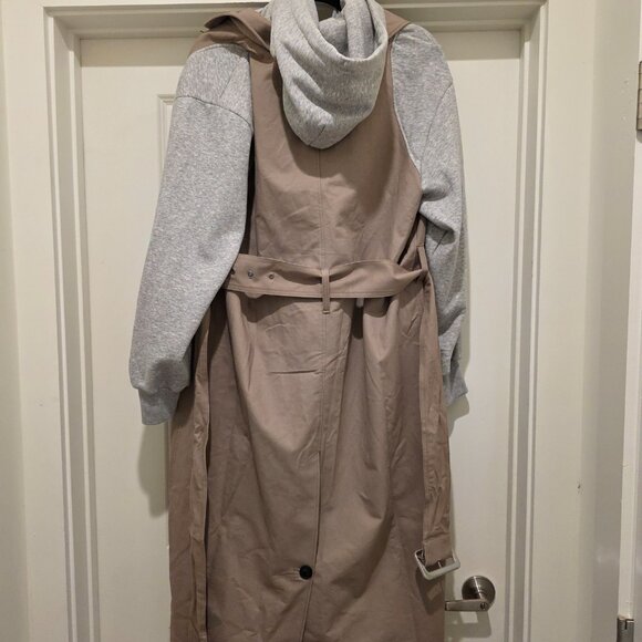 KBB by Kahlana Sweatshirt Trench Coat - Khaki Medium - Picture 4 of 11